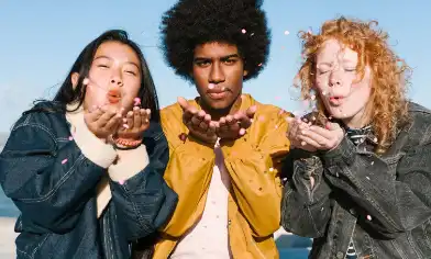 three young friends outdoors